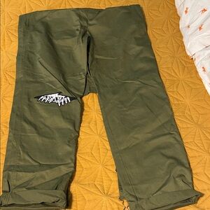 Olive Green Overalls with Graphic Detail